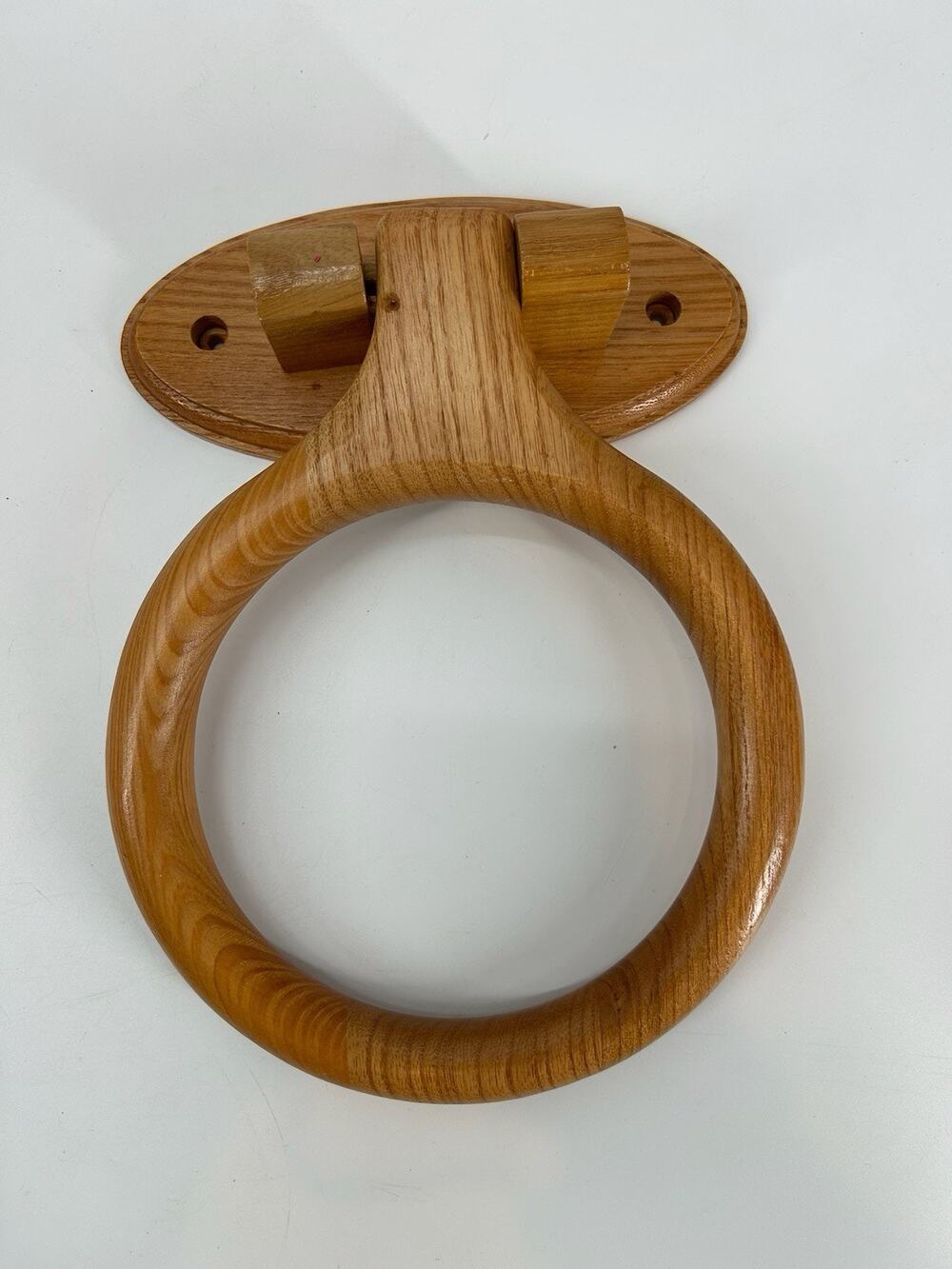 Vintage Oak Wood Towel Ring Holder Wall Mount Bathroom Kitchen Rustic